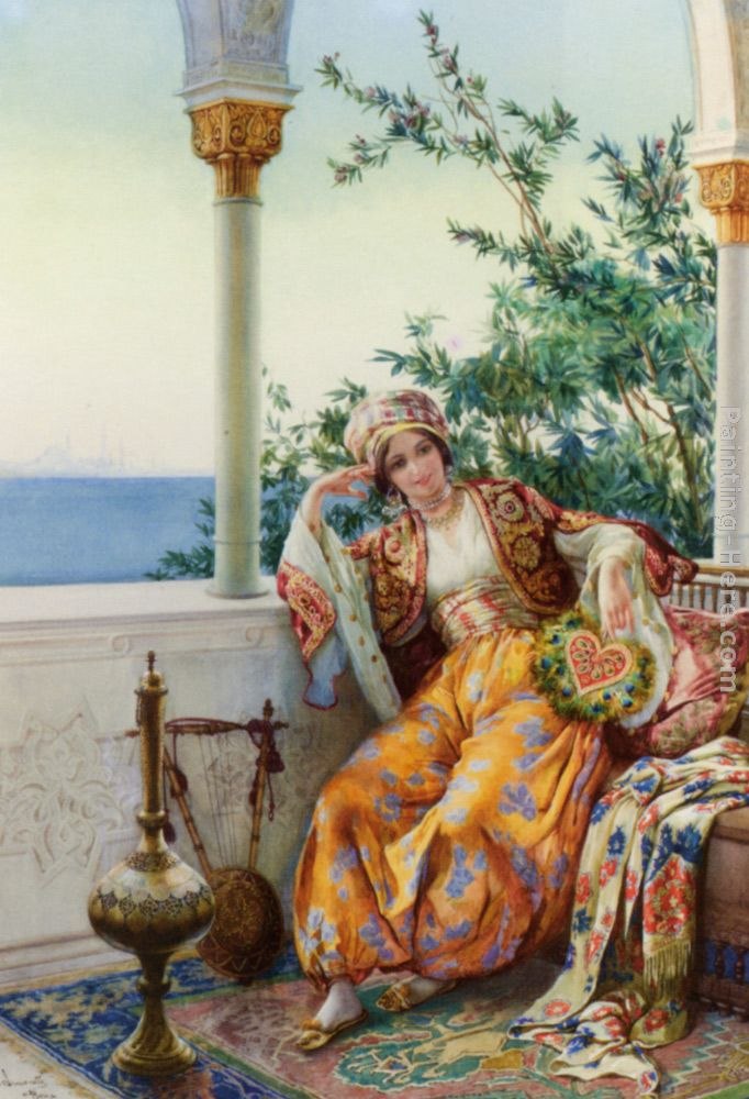 Amedeo Momo Simonetti A Turkish Beauty Resting on a Terrace